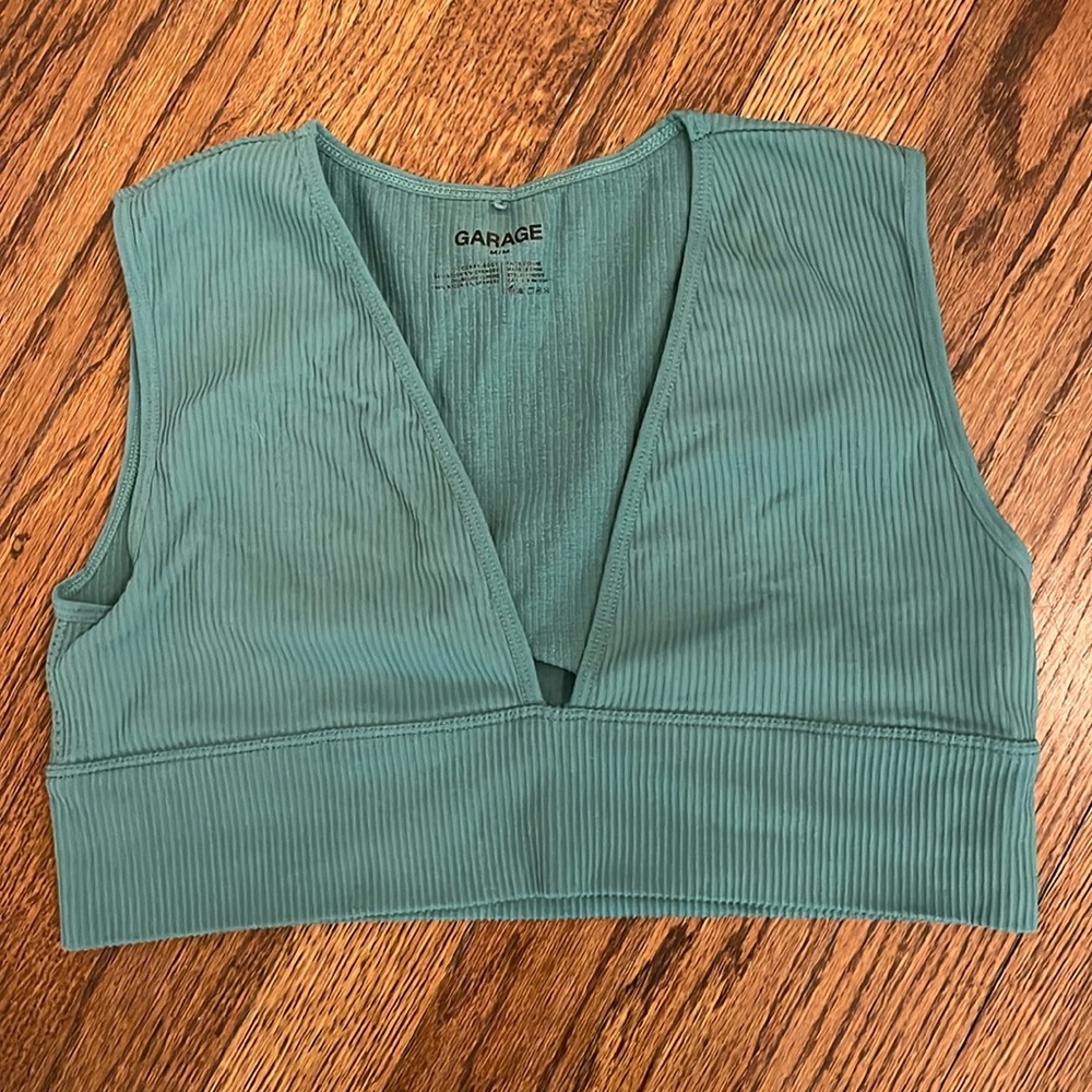 Garage Stella Seamless Plunge Tank Top in Teal